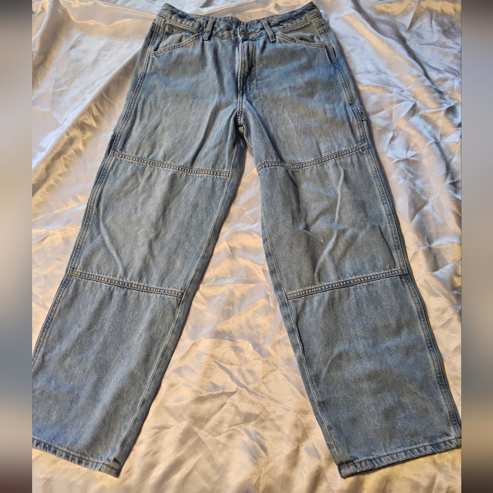 Light Blue Denim Wide-Leg Pants